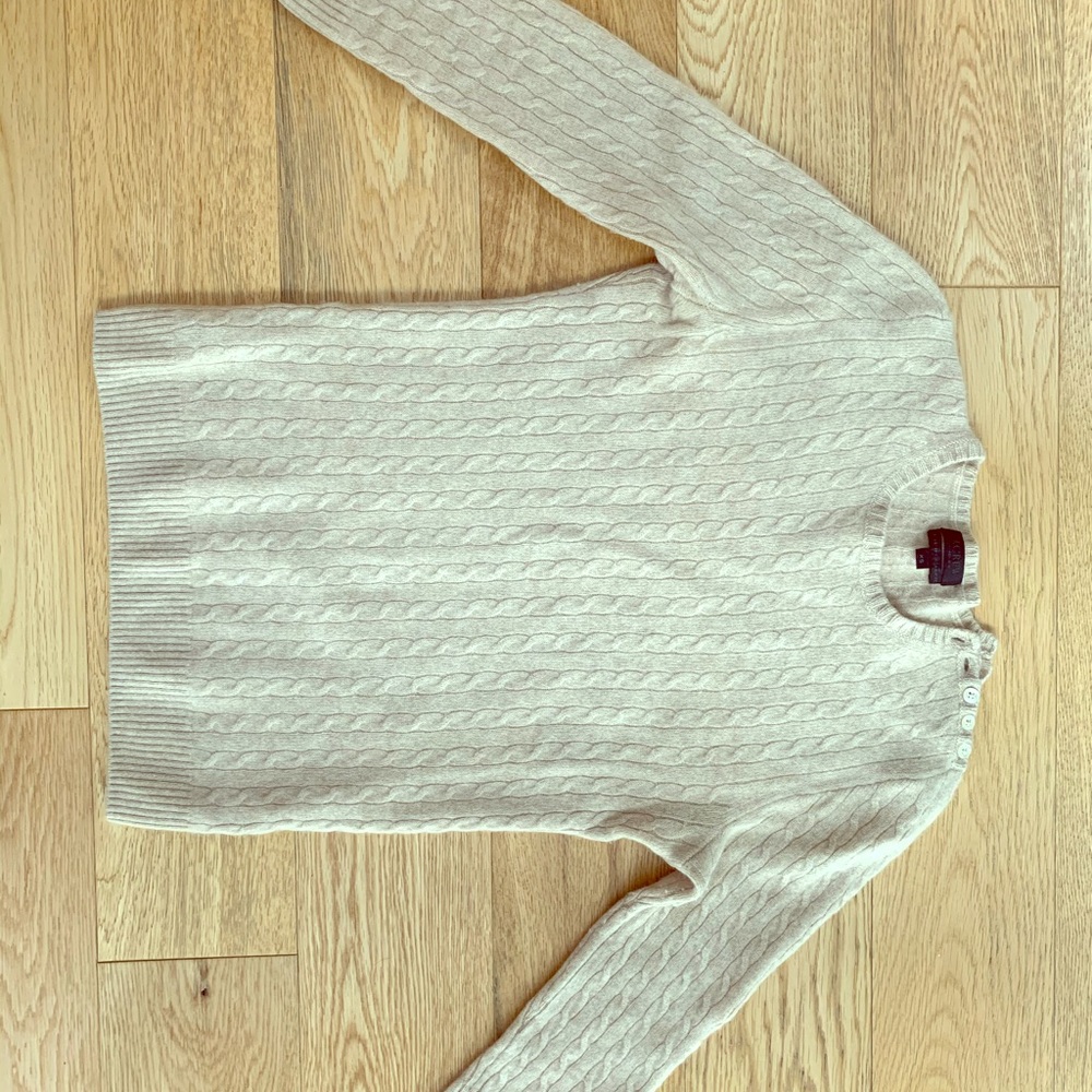 JCrew Cashmere Crewneck Beige Sweater Size XS